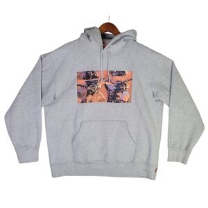 Supreme Gremlins Hoodie Sweatshirt Gray Mens Large‎ Pullover Box Logo